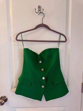 NWT, Zara, Green Strapless Bustier Top.